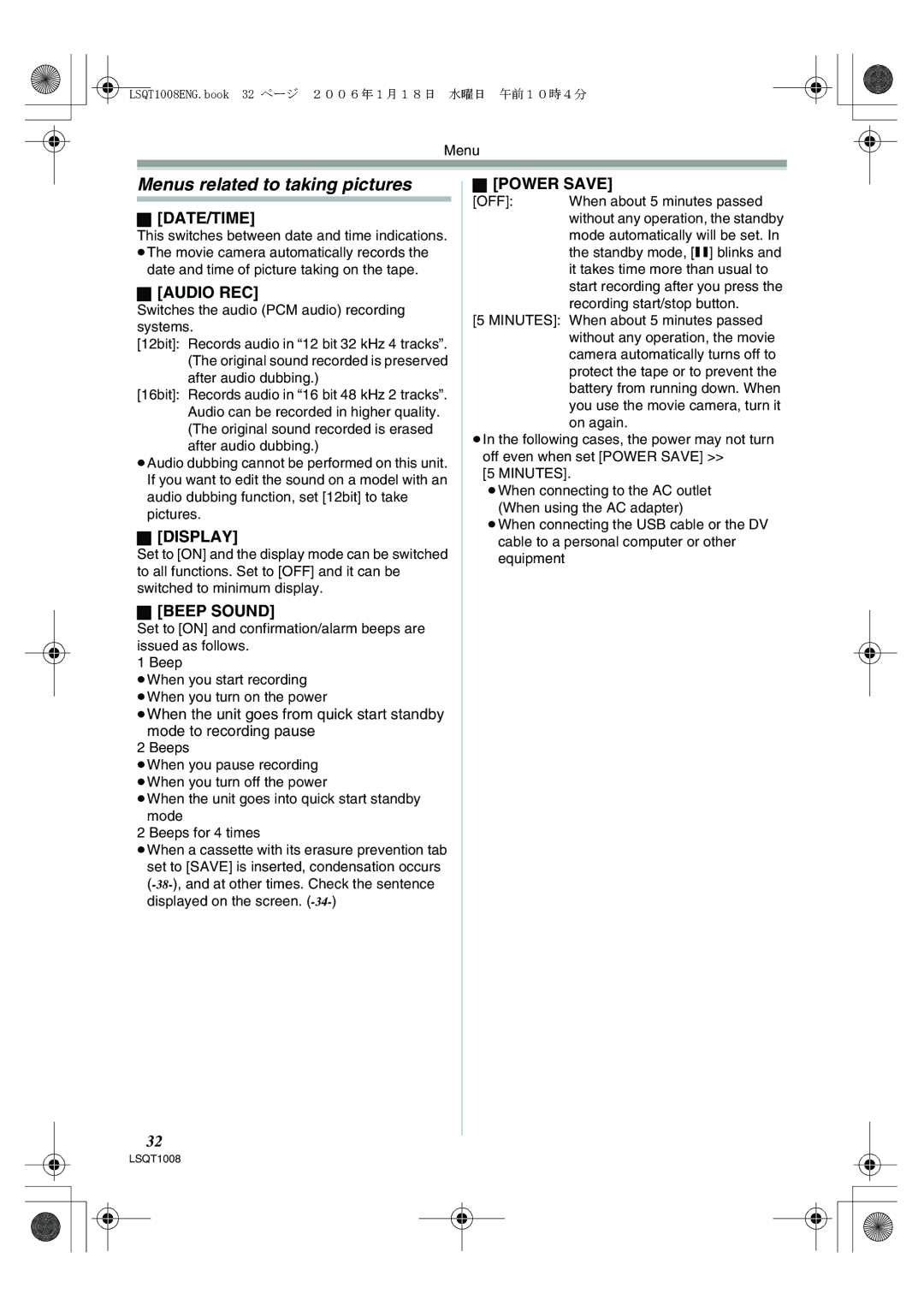 Panasonic NV-GS27GN operating instructions Menus related to taking pictures 