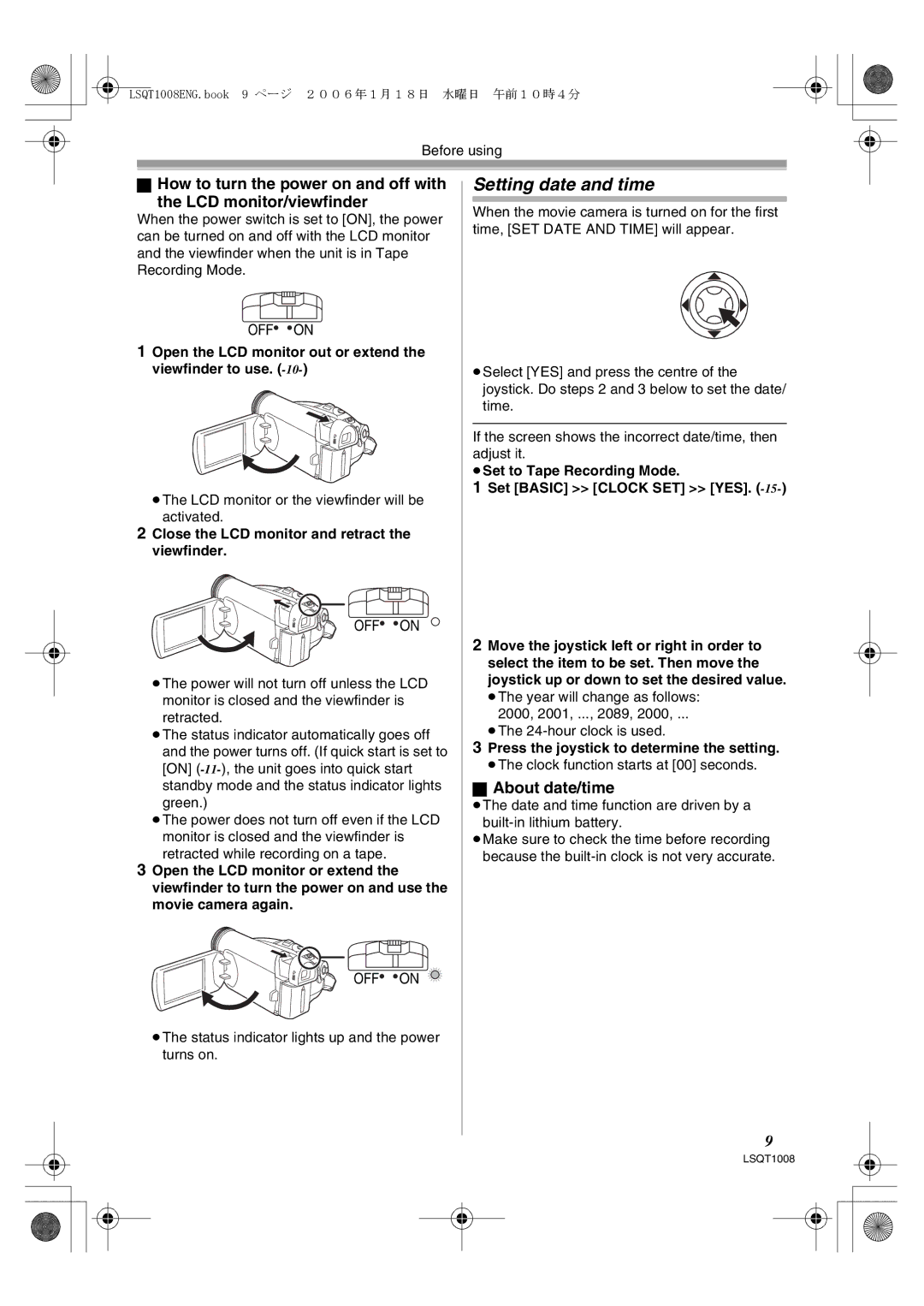 Panasonic NV-GS27GN operating instructions Setting date and time, About date/time 