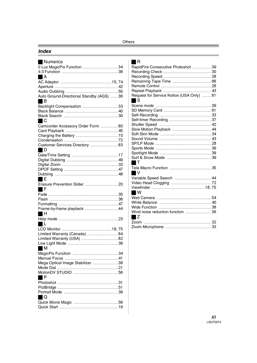 Panasonic PV-GS300, NV-GS300B operating instructions Index, Numerics 