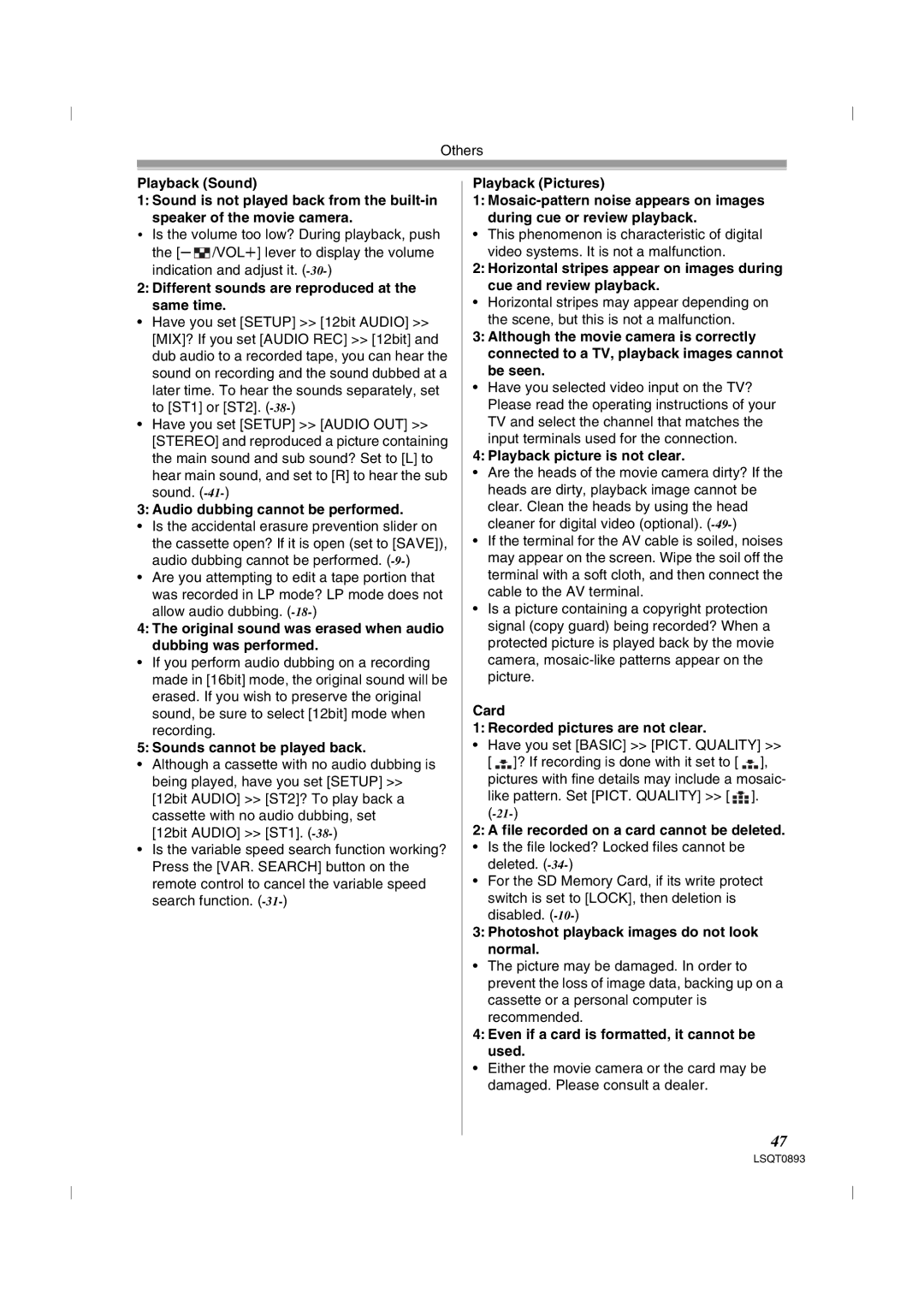 Panasonic NV-GS25GN Different sounds are reproduced at the same time, Audio dubbing cannot be performed, Playback Pictures 