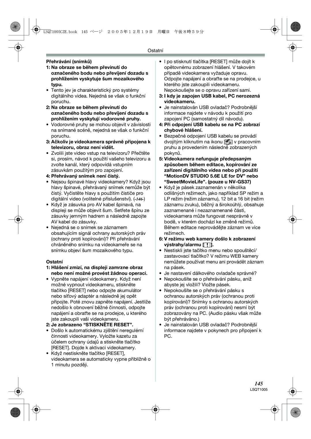 Panasonic NV-GS37EP operating instructions 145 