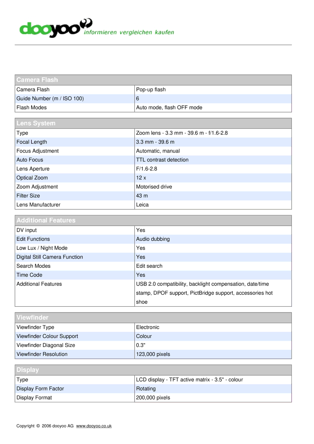 Panasonic NV GS400EG-S manual Camera Flash, Lens System, Additional Features, Viewfinder, Display 