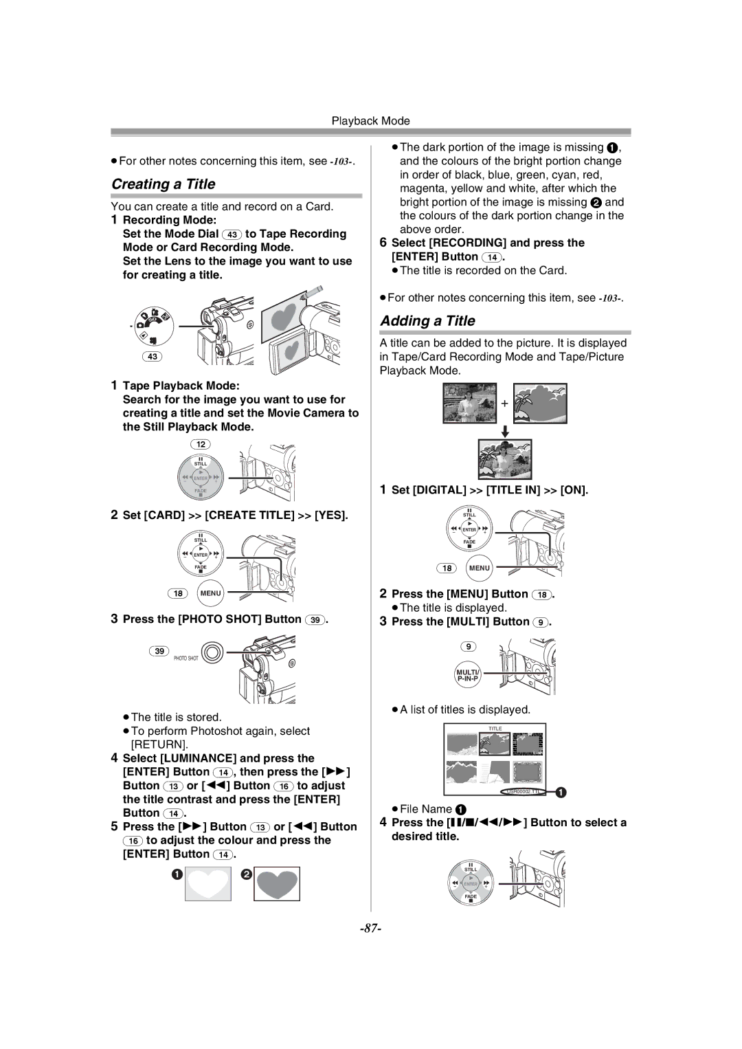 Panasonic NV-GS55GC operating instructions Creating a Title, Adding a Title 