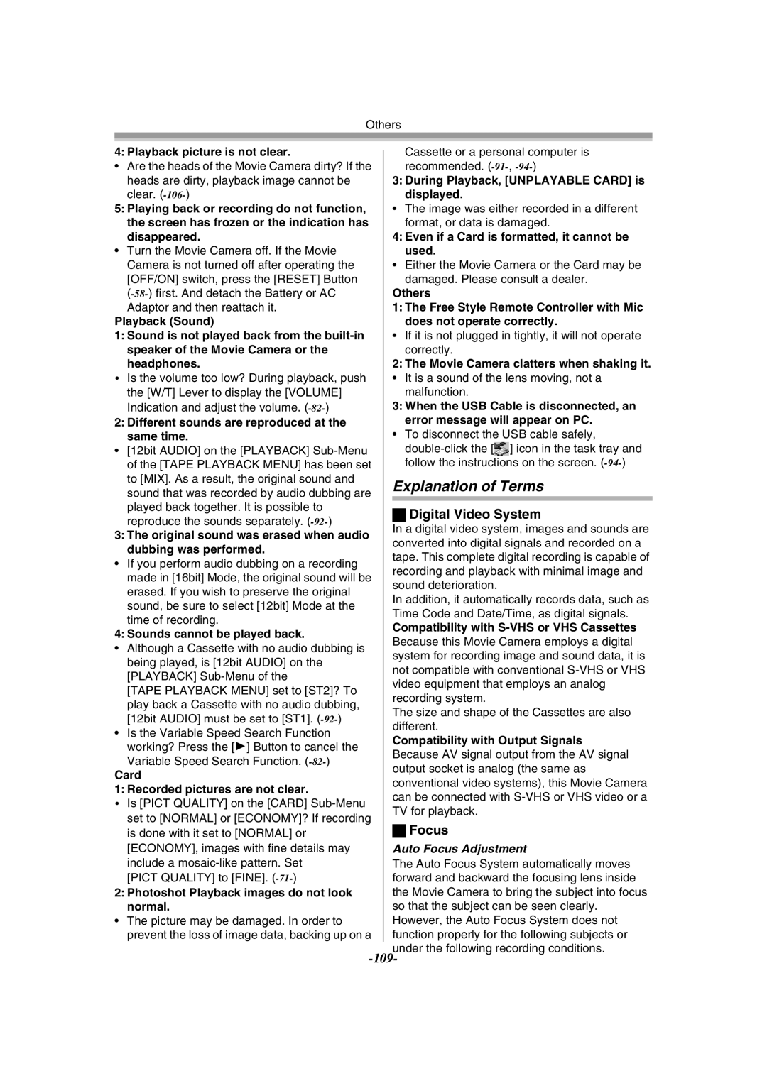 Panasonic NV-GS55GC operating instructions Explanation of Terms, Digital Video System, Auto Focus Adjustment 