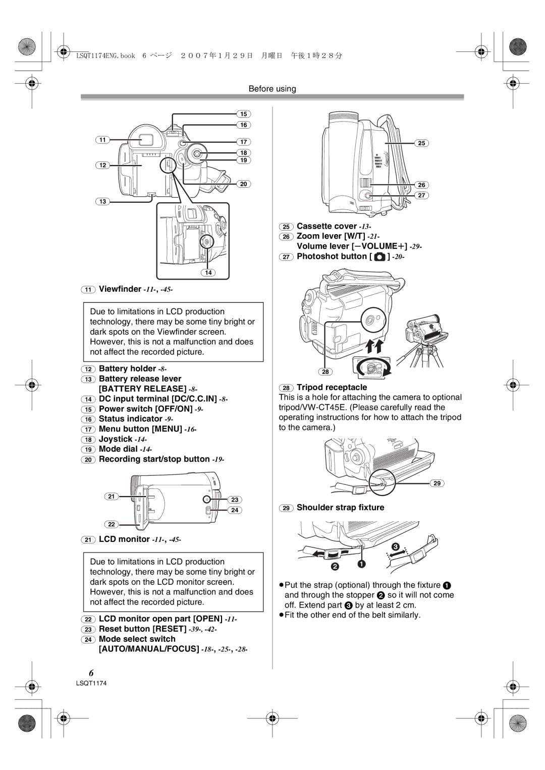 Panasonic NV-GS60GN operating instructions Shoulder strap fixture 