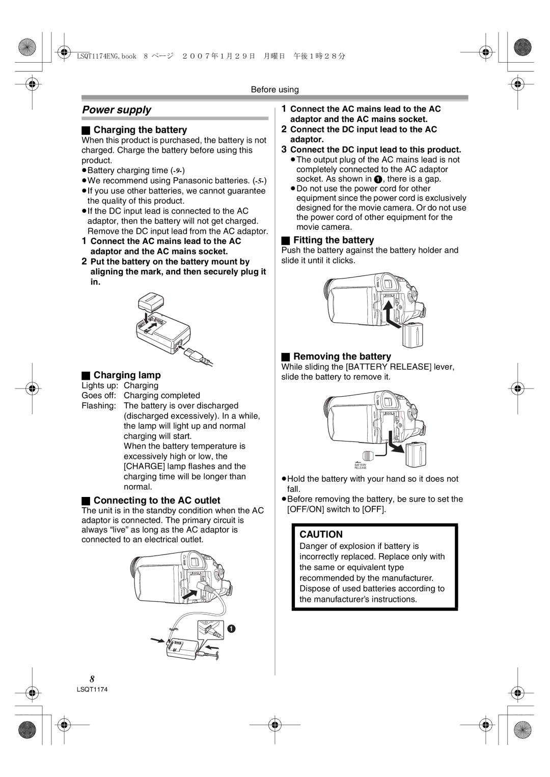 Panasonic NV-GS60GN operating instructions Power supply 