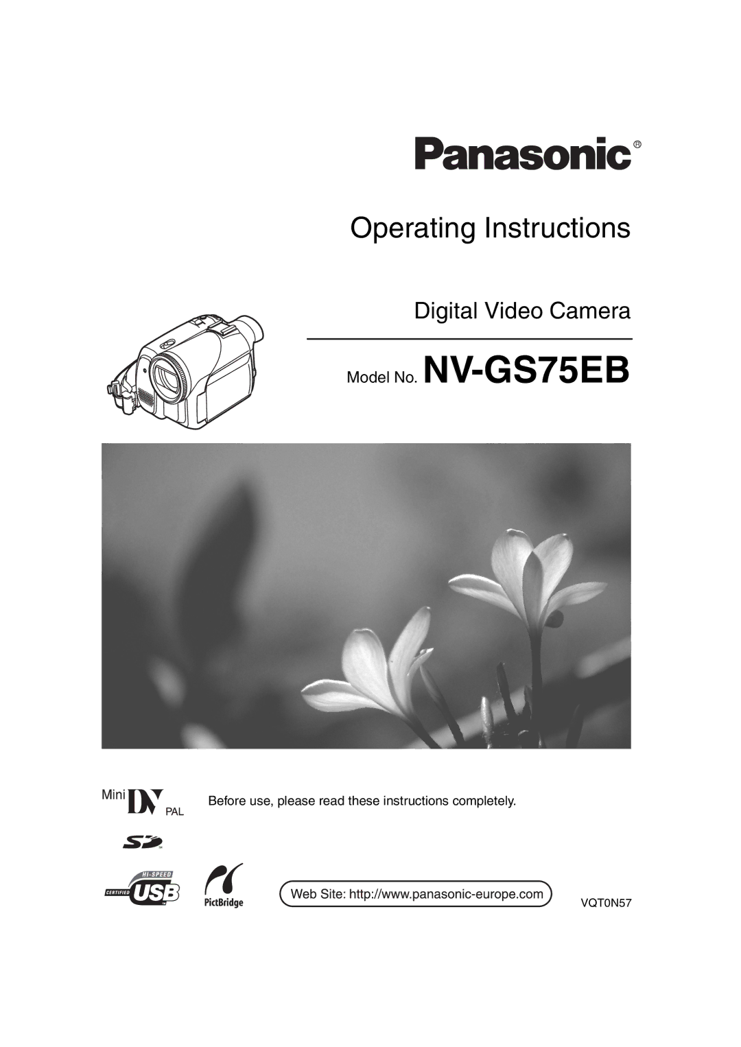 Panasonic NV-GS75EB operating instructions Operating Instructions 