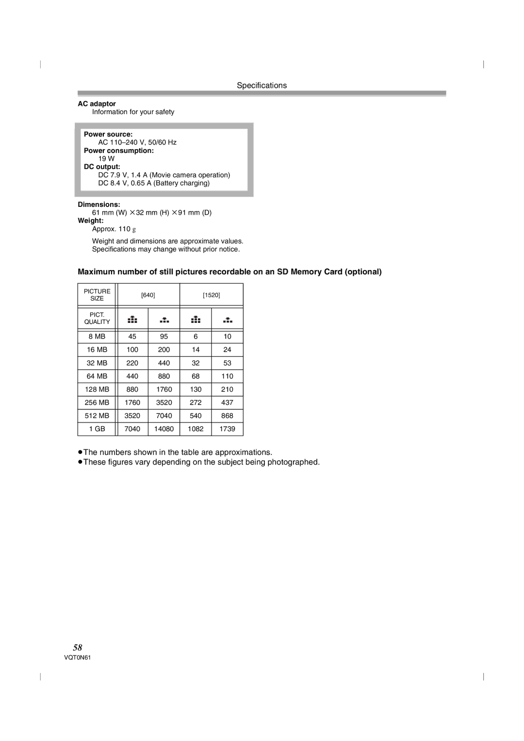 Panasonic NV-GS75GN operating instructions AC adaptor 