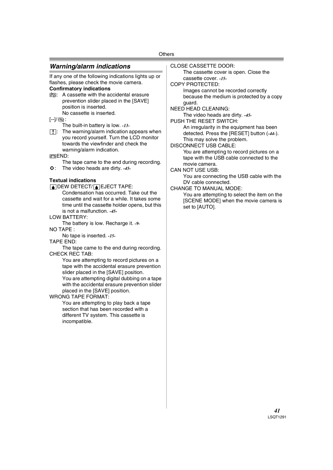 Panasonic NV-GS90 operating instructions Confirmatory indications, Textual indications 