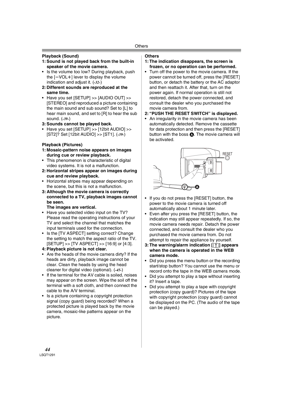 Panasonic NV-GS90 Different sounds are reproduced at the same time, Sounds cannot be played back, Playback Pictures 