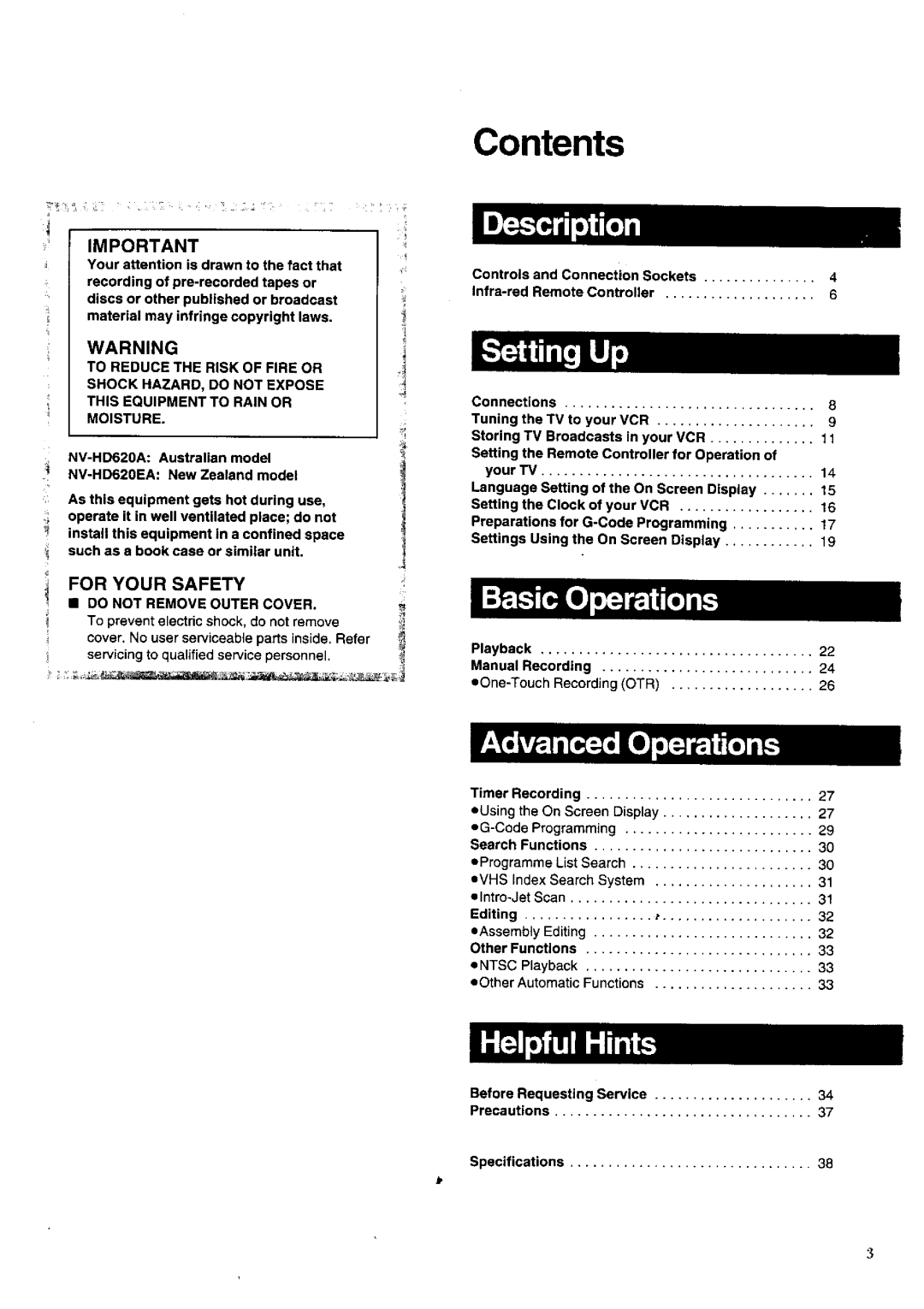 Panasonic NV-HD620 manual 