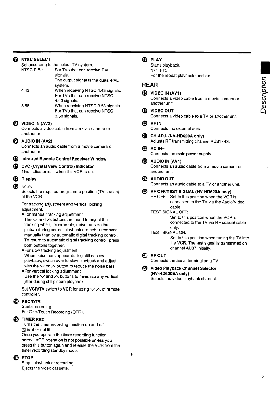 Panasonic NV-HD620 manual 