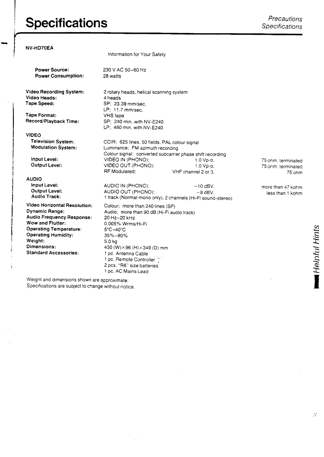 Panasonic NV-HD70EA manual 