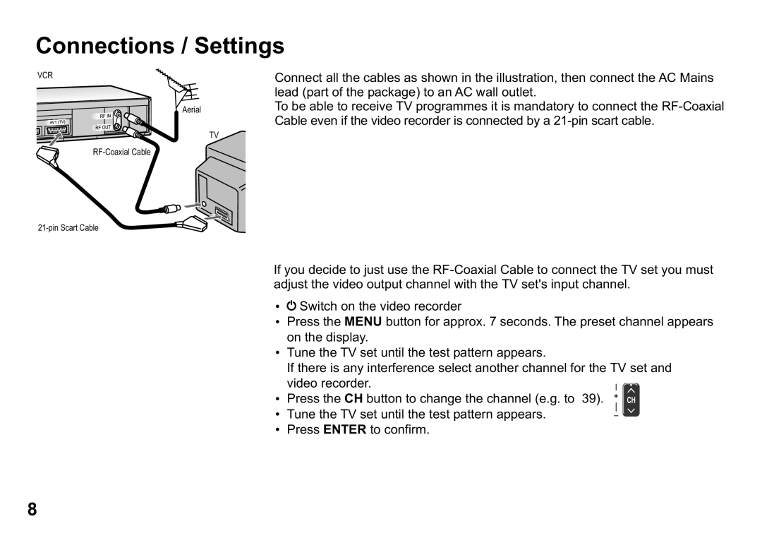 Panasonic NV-HV65 Series, NV-HV60 Series, NV-MV20 Series, NV-HV55 Series, NV-HV50 Series Connections / Settings 