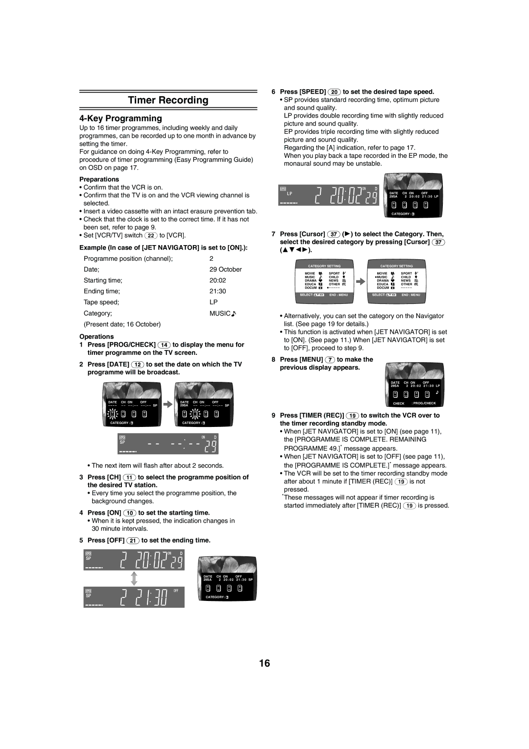 Panasonic NV-HV60 specifications Timer Recording, Key Programming 