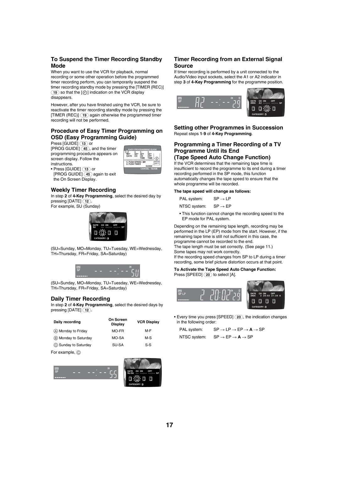 Panasonic NV-HV60 specifications To Suspend the Timer Recording Standby Mode, Setting other Programmes in Succession 