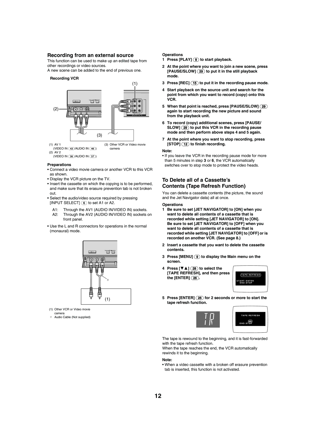 Panasonic NV-HV61 Recording from an external source, Recording VCR, Press Menu 9 to display the Main menu on, Screen 