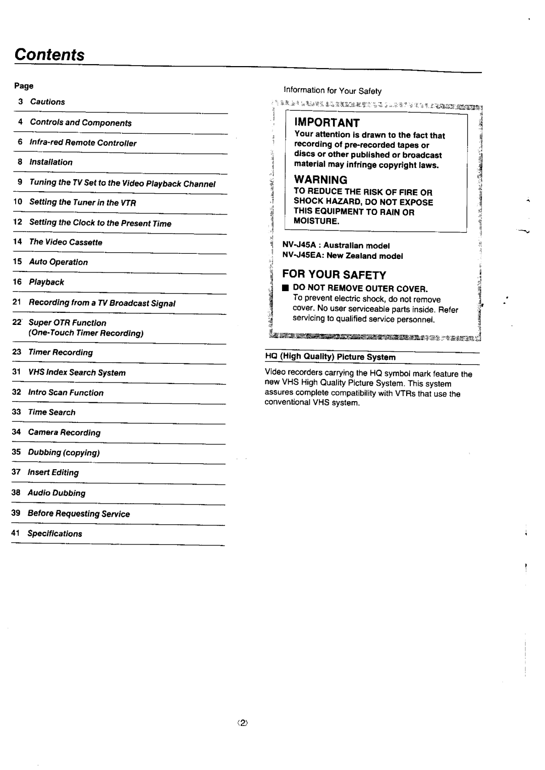 Panasonic NV-J45 Series manual 