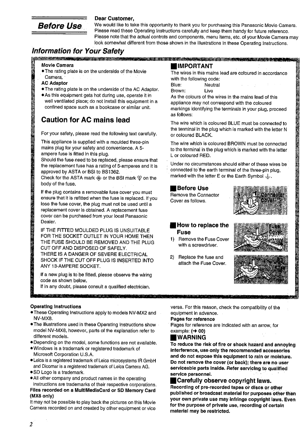 Panasonic NV MX 2 B manual 