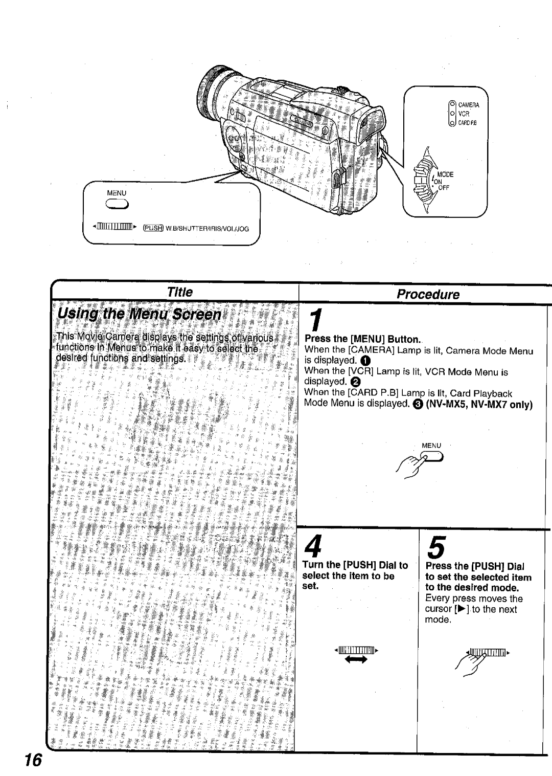 Panasonic NV MX 5 B manual 