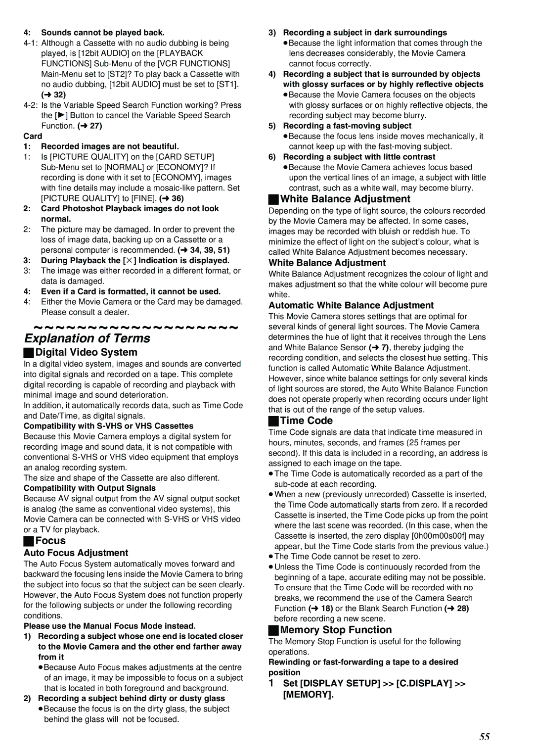 Panasonic NV-MX8A operating instructions Explanation of Terms 