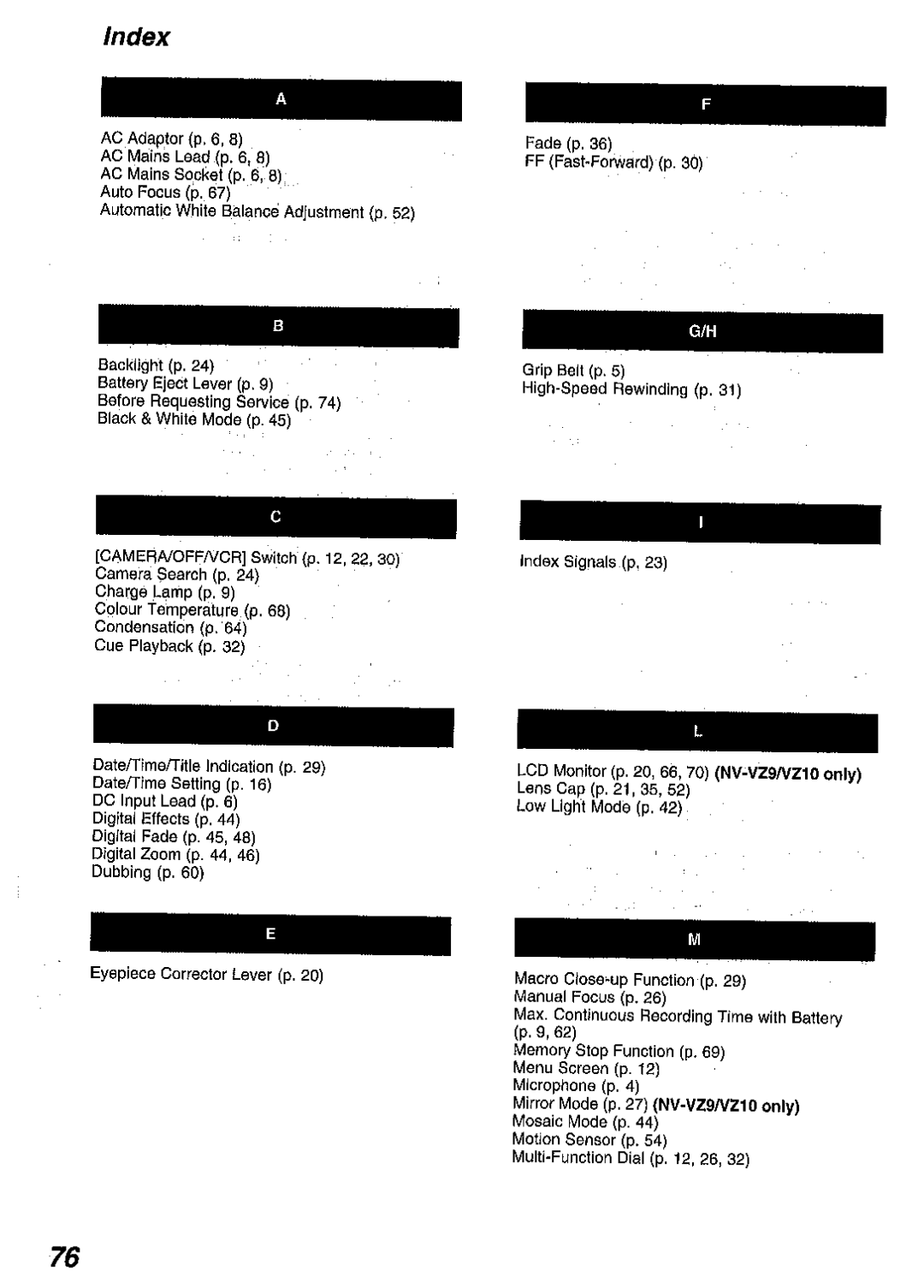 Panasonic NV RZ 10 manual 