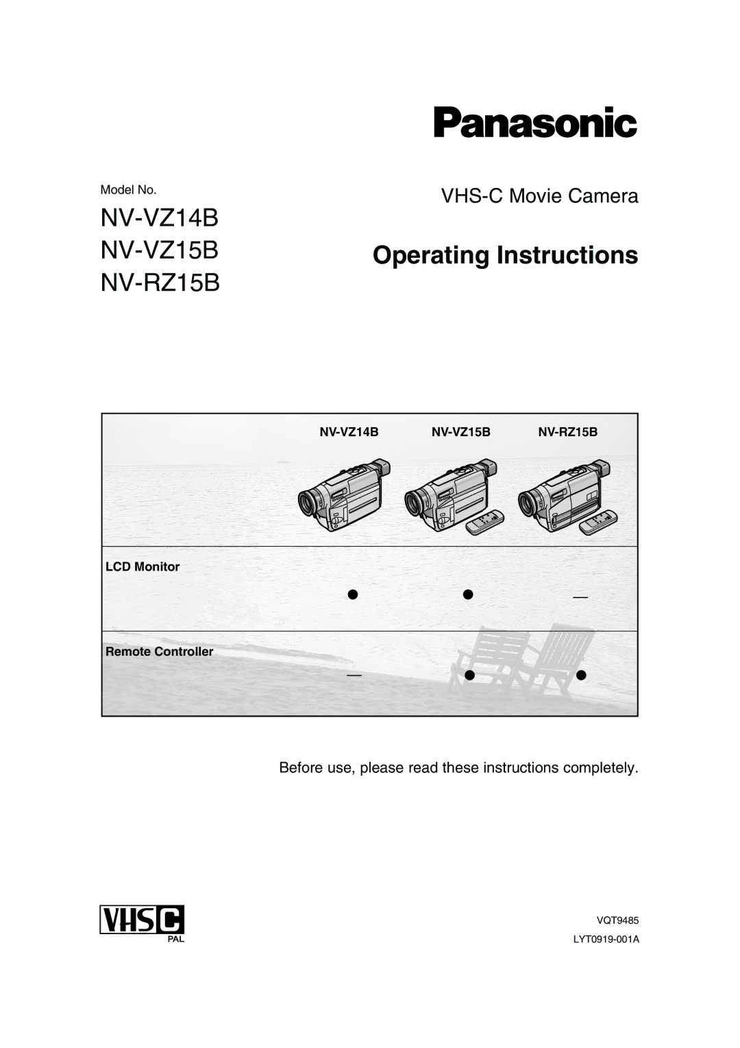 Panasonic NV RZ 15 B operating instructions NV-RZ15B, LCD Monitor Remote Controller 