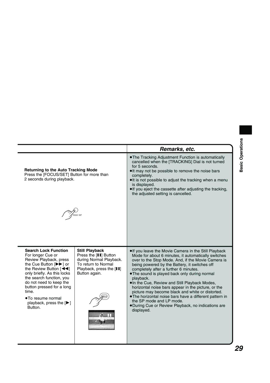 Panasonic NV RZ 15 B operating instructions Returning to the Auto Tracking Mode 