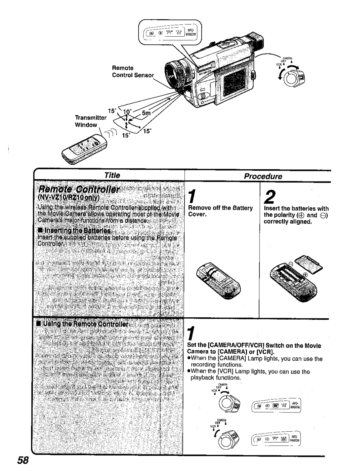 Panasonic NV-VZ9B, NV-RZ10B, NV-VZ10B manual 