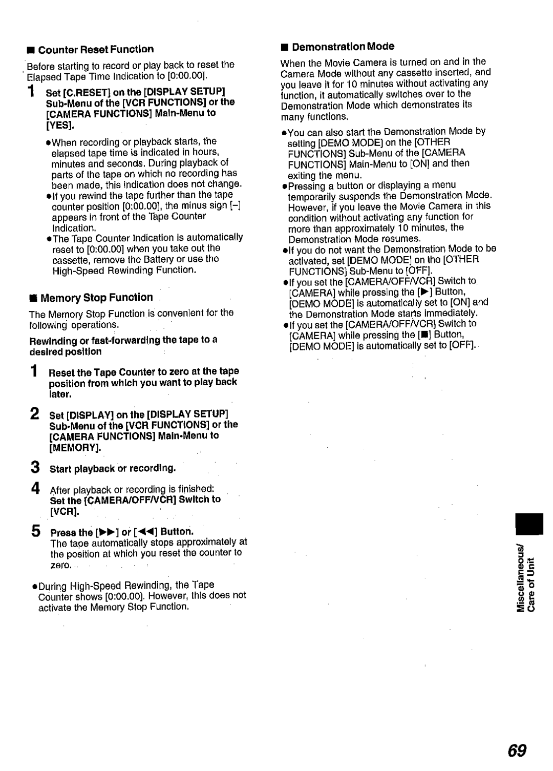 Panasonic NV-RZ10B, NV-VZ9B, NV-VZ10B manual 