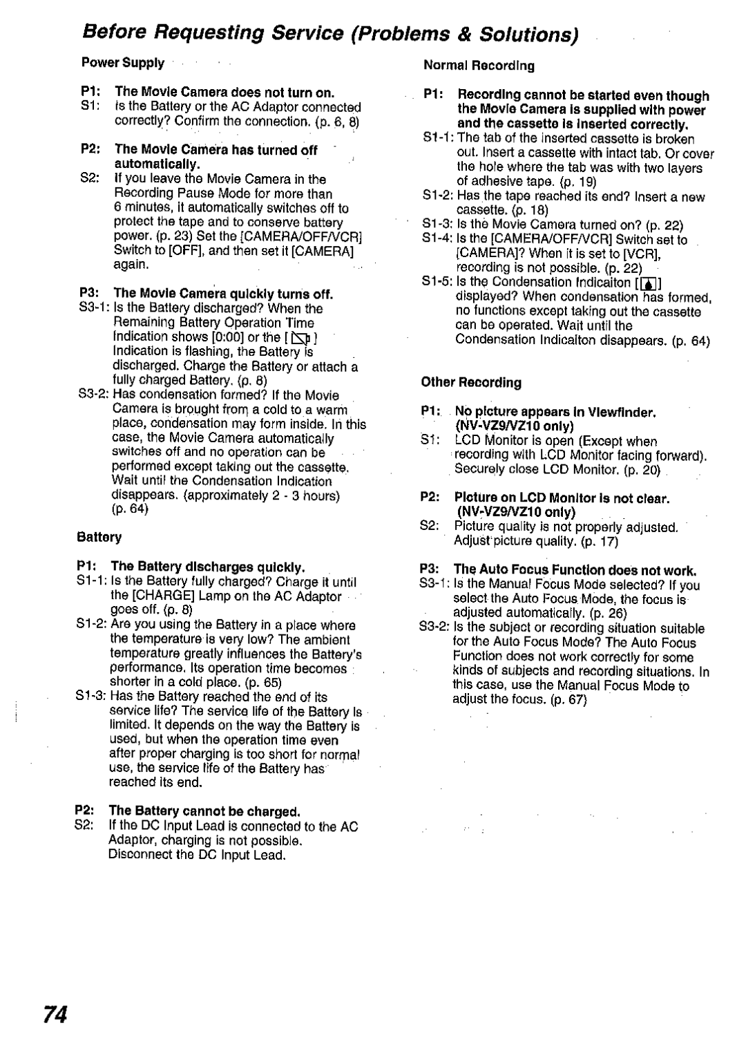 Panasonic NV-VZ10B, NV-RZ10B, NV-VZ9B manual 