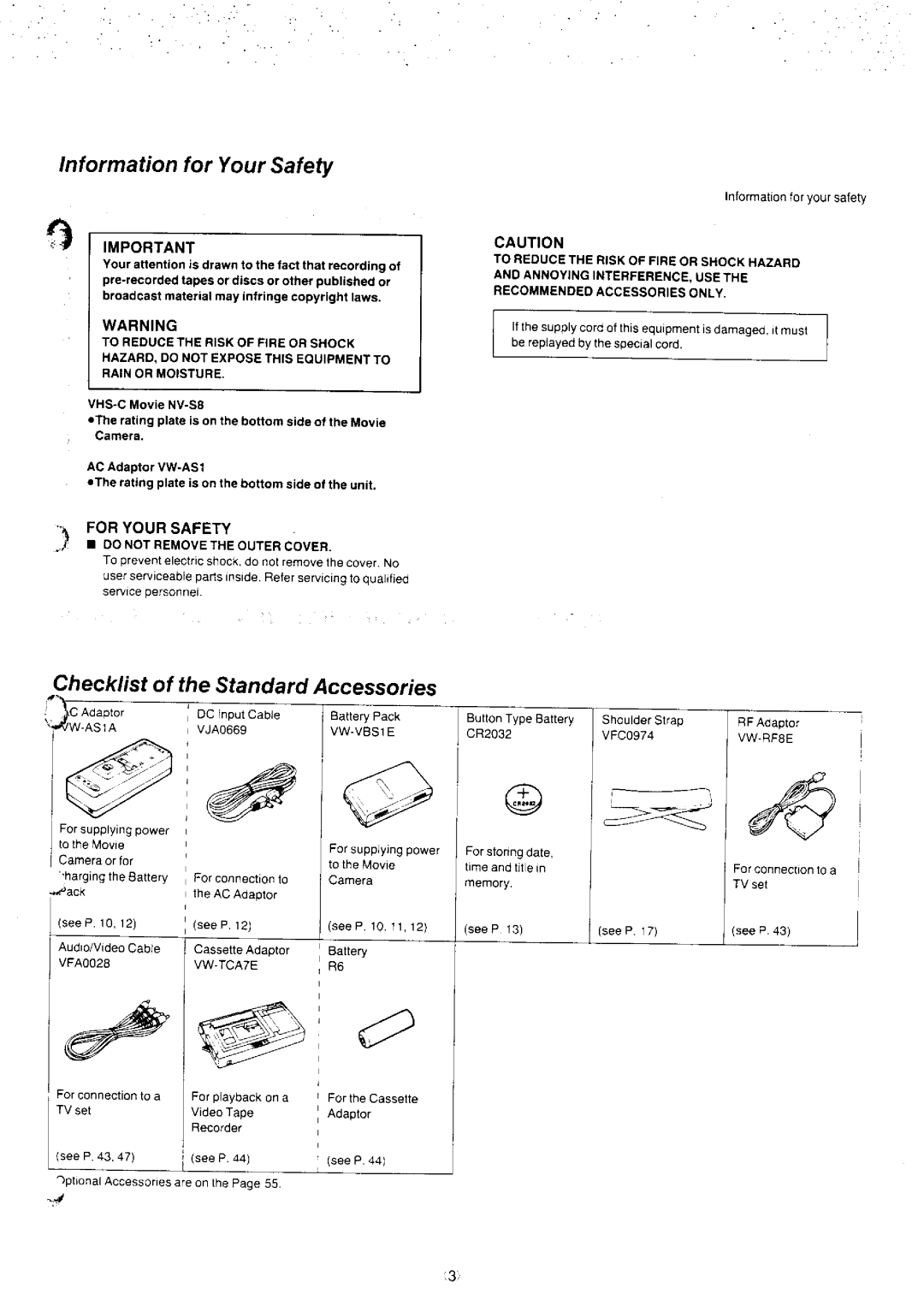 Panasonic NV-S8A manual 