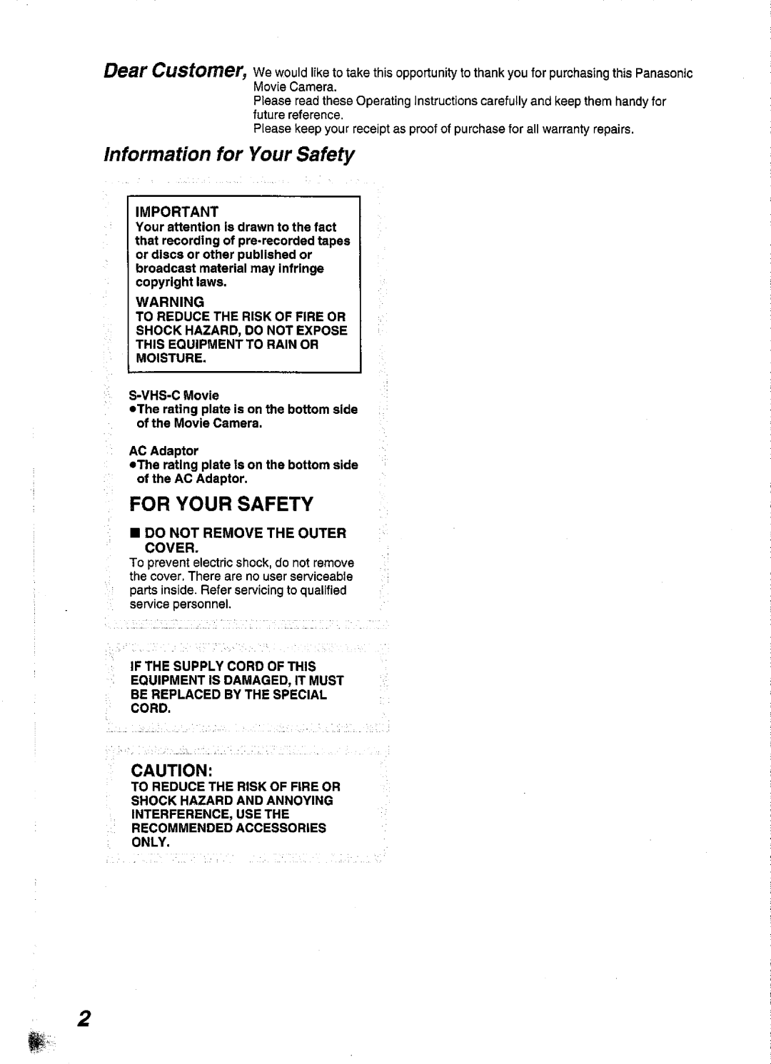 Panasonic NV-S99A manual 