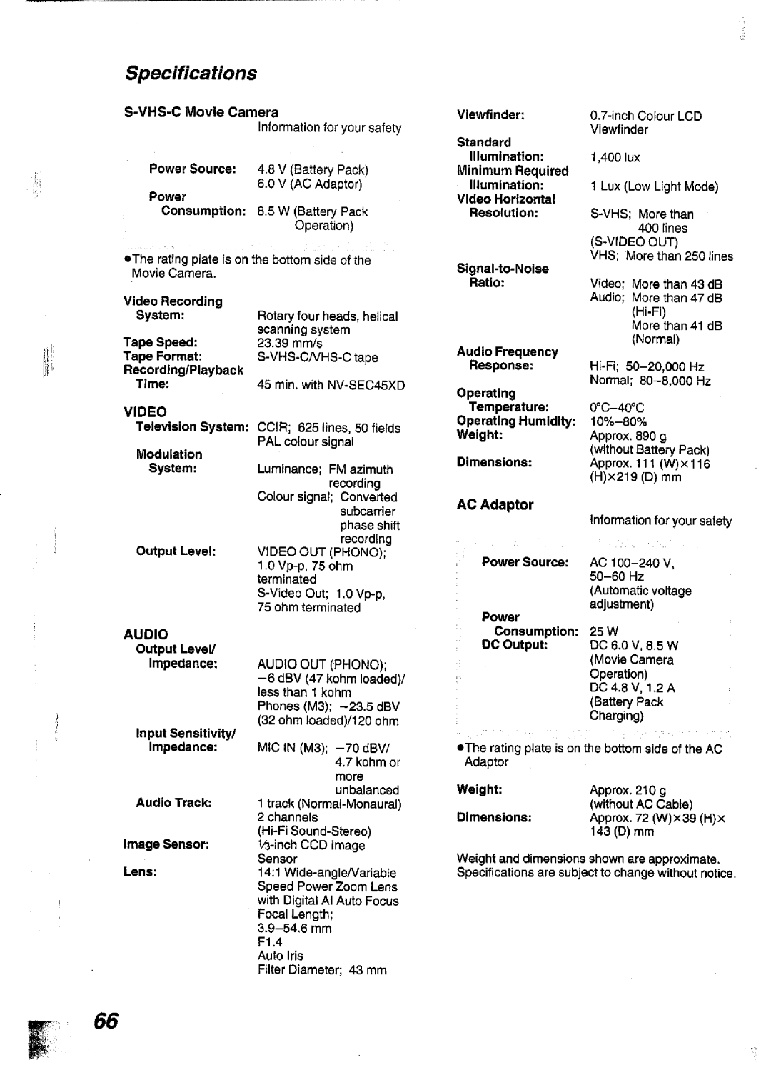 Panasonic NV-S99A manual 