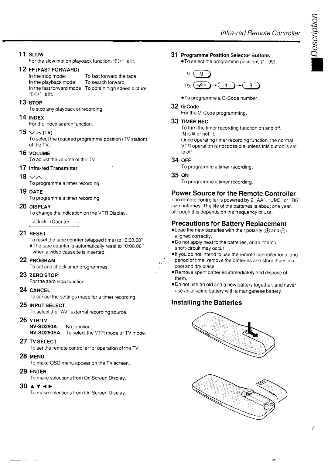 Panasonic NV-SD250 manual 