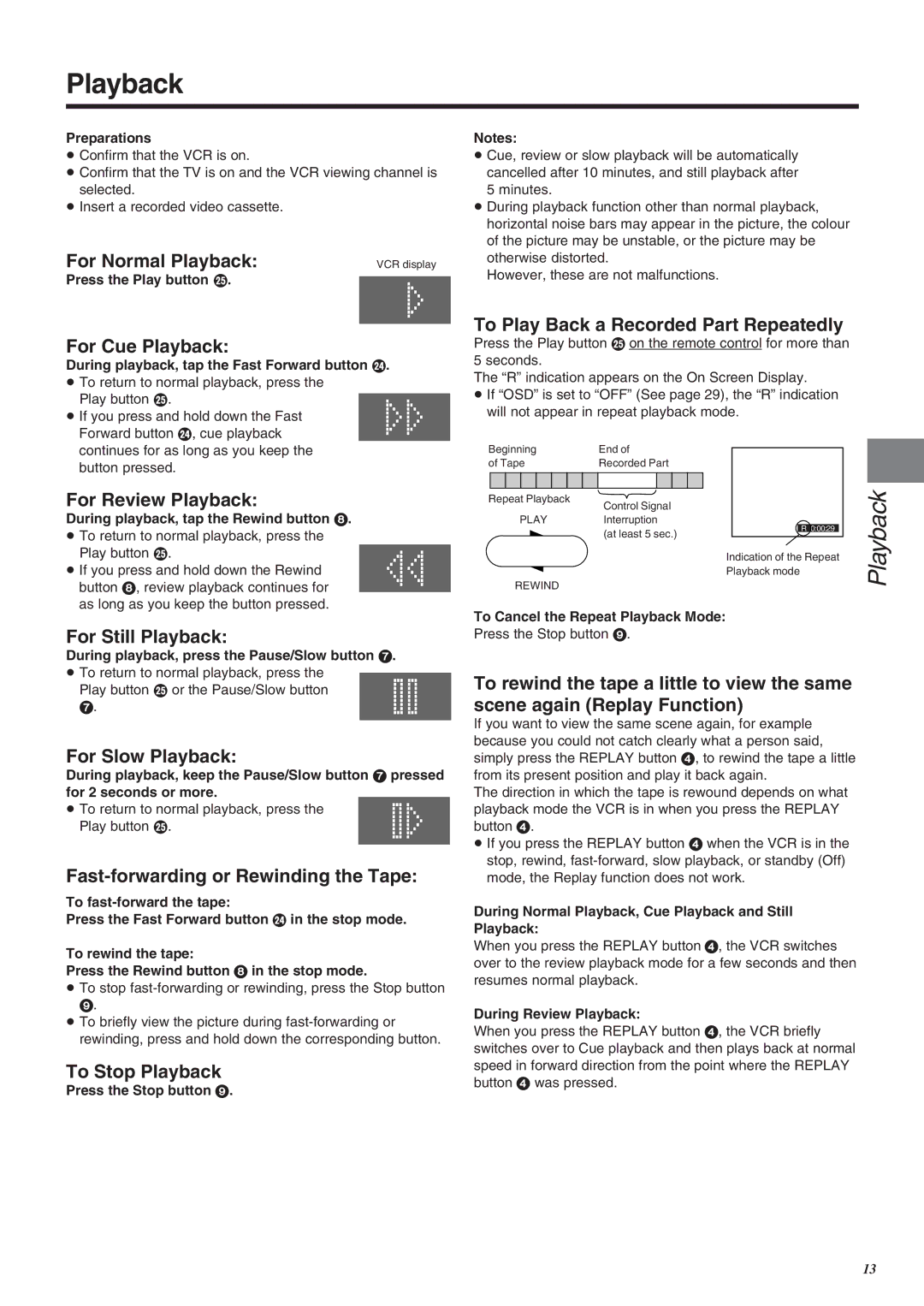 Panasonic NV-SJ260 operating instructions Playback 