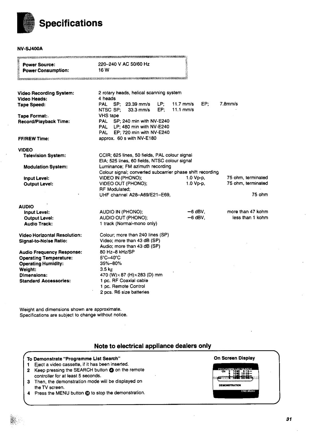 Panasonic nv-sj400 manual 