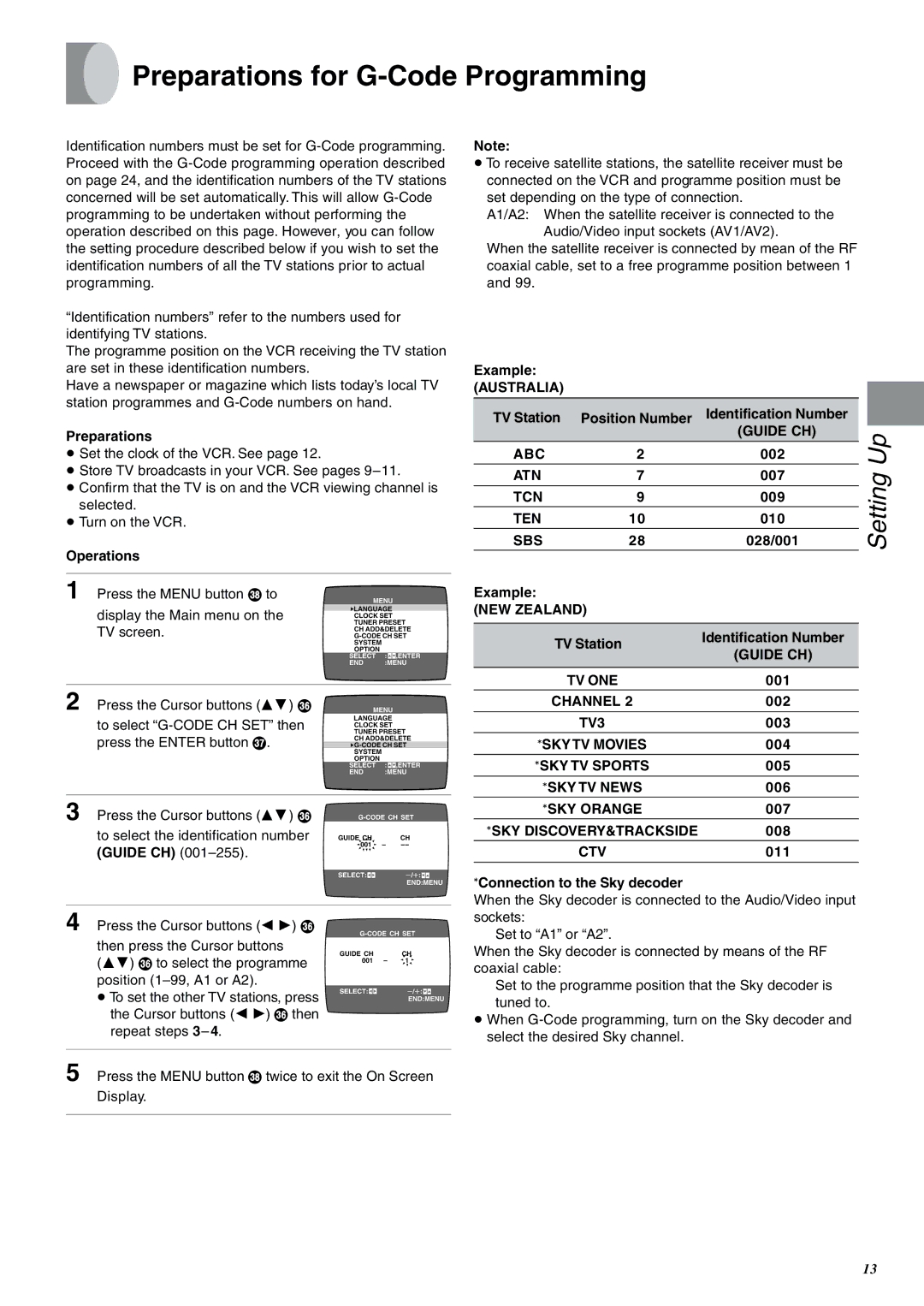 Panasonic NV-SJ400A manual Preparations for G-Code Programming 