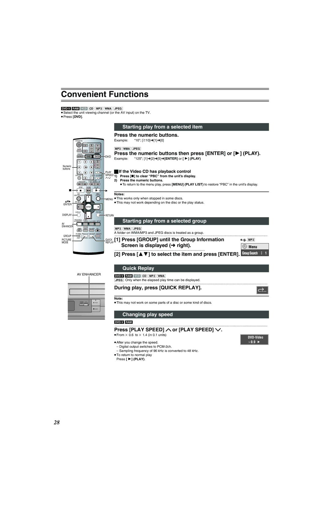 Panasonic NV-VP32 Series Convenient Functions, Starting play from a selected item, Starting play from a selected group 