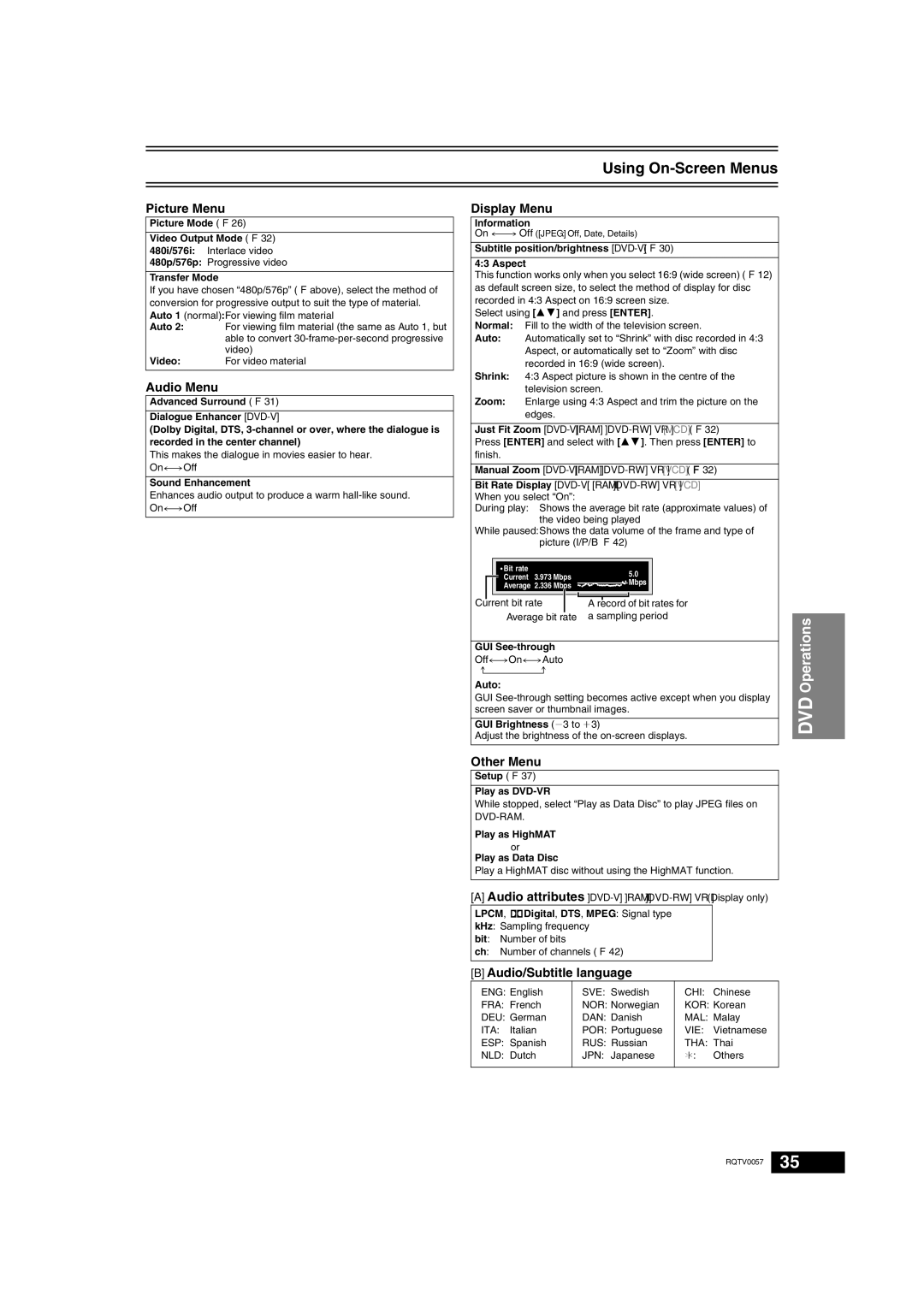 Panasonic NV-VP33 Series operating instructions Using On-Screen Menus 