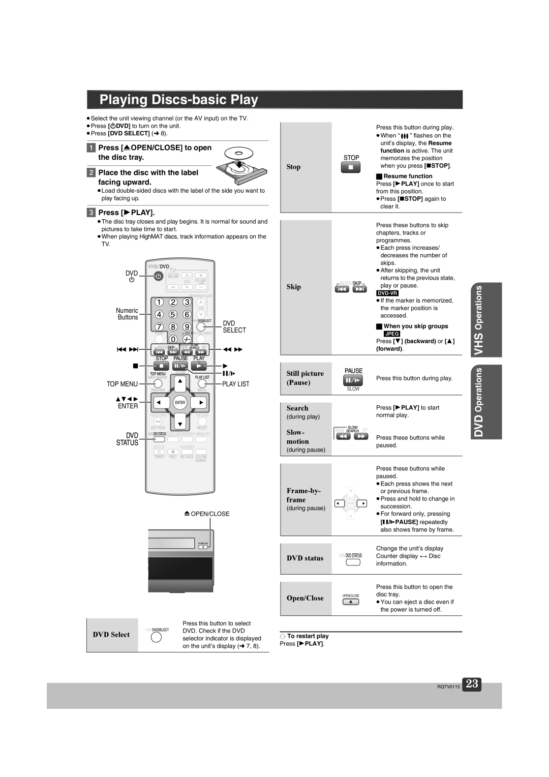 Panasonic NV-VP60 Series Playing Discs-basic Play, Resume function, When you skip groups, Press 4 backward or, Forward 