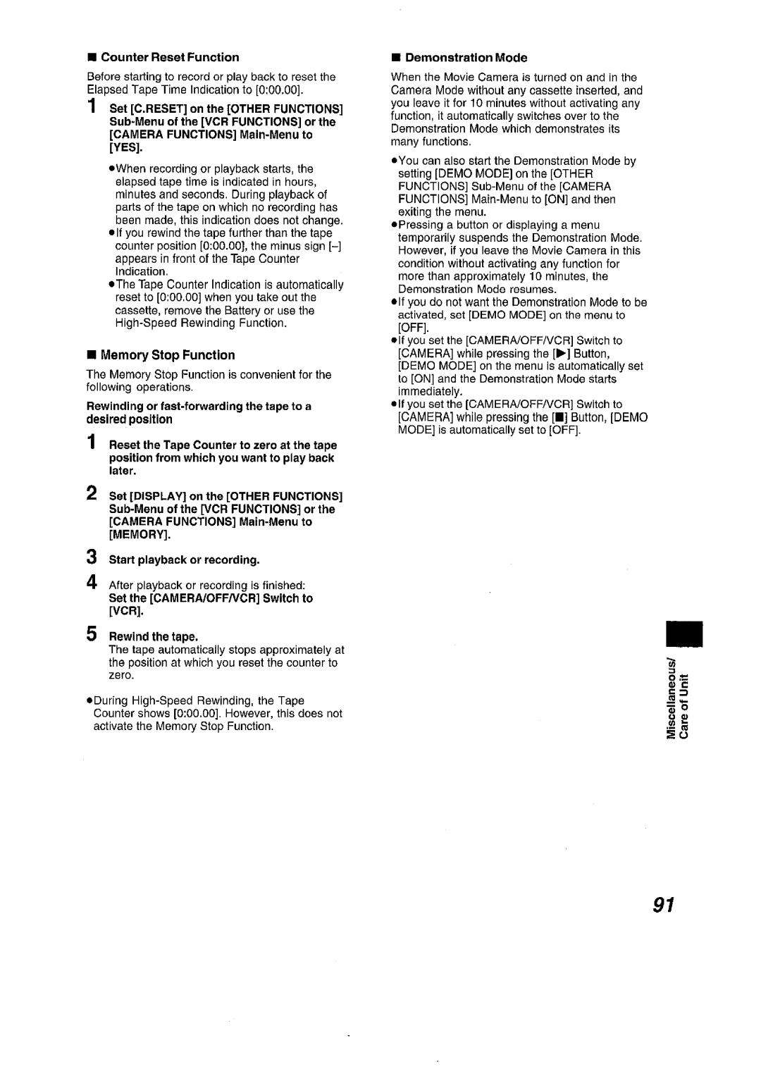 Panasonic NV VS 7 B manual 