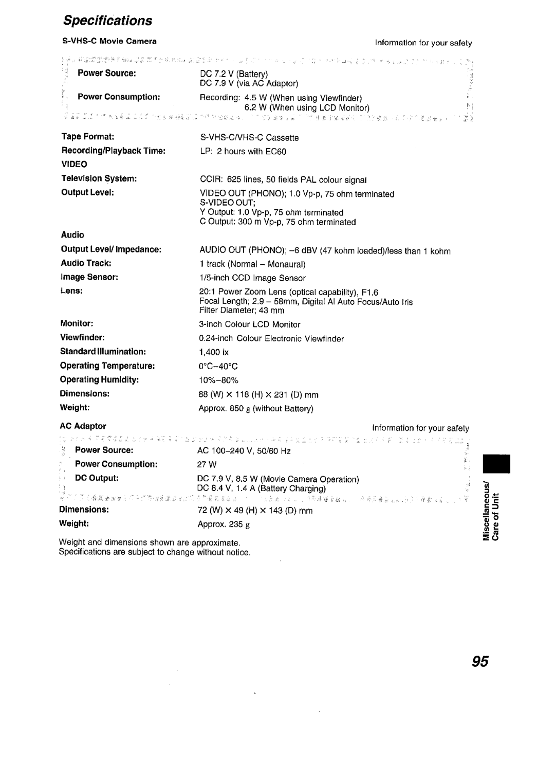 Panasonic NV VS 7 B manual 