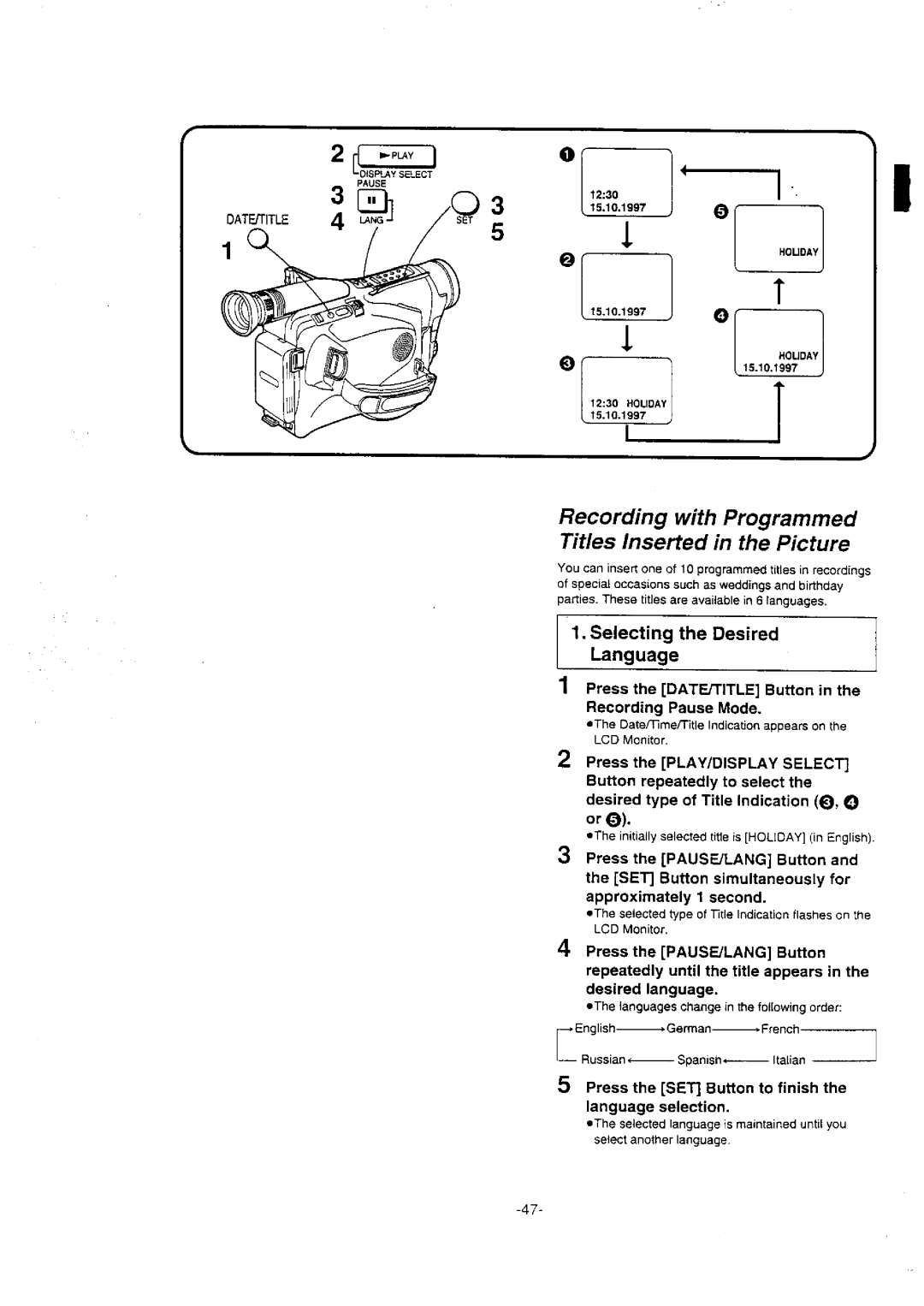 Panasonic NV-VX10A manual 