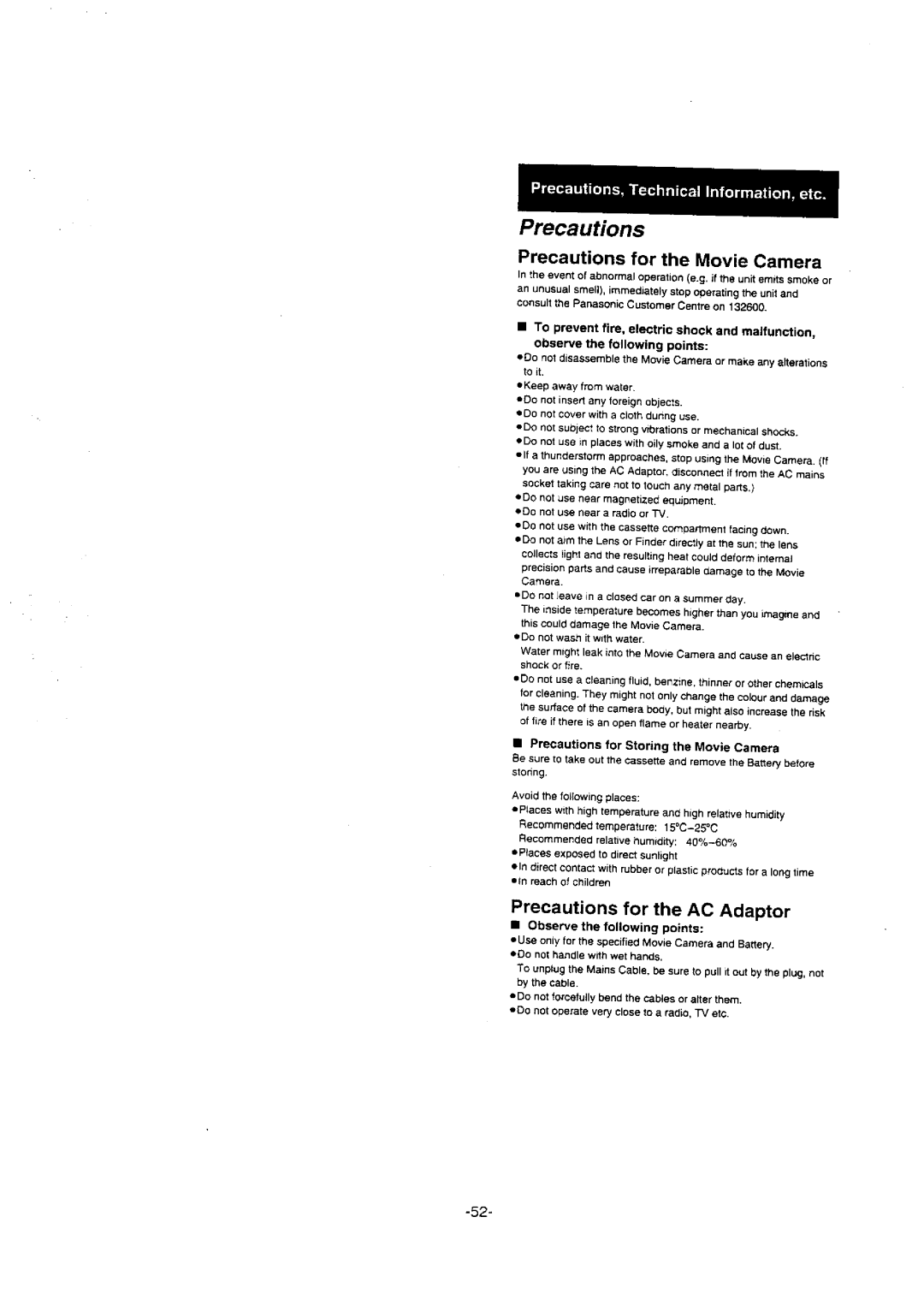 Panasonic NV-VX10A manual 