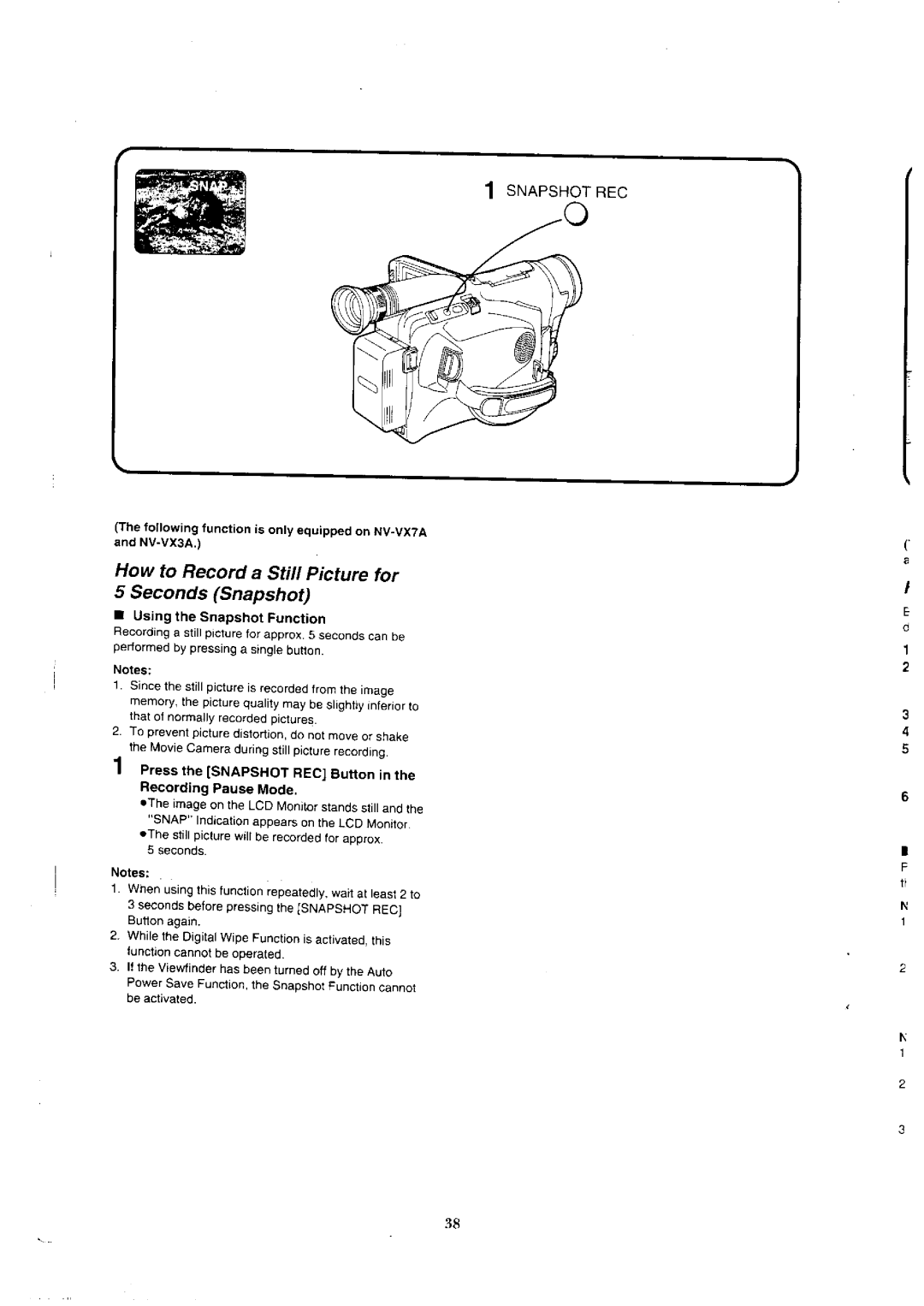 Panasonic NV-VX5A, NV-VX1A, NV-VX3, NV-VX7 manual 