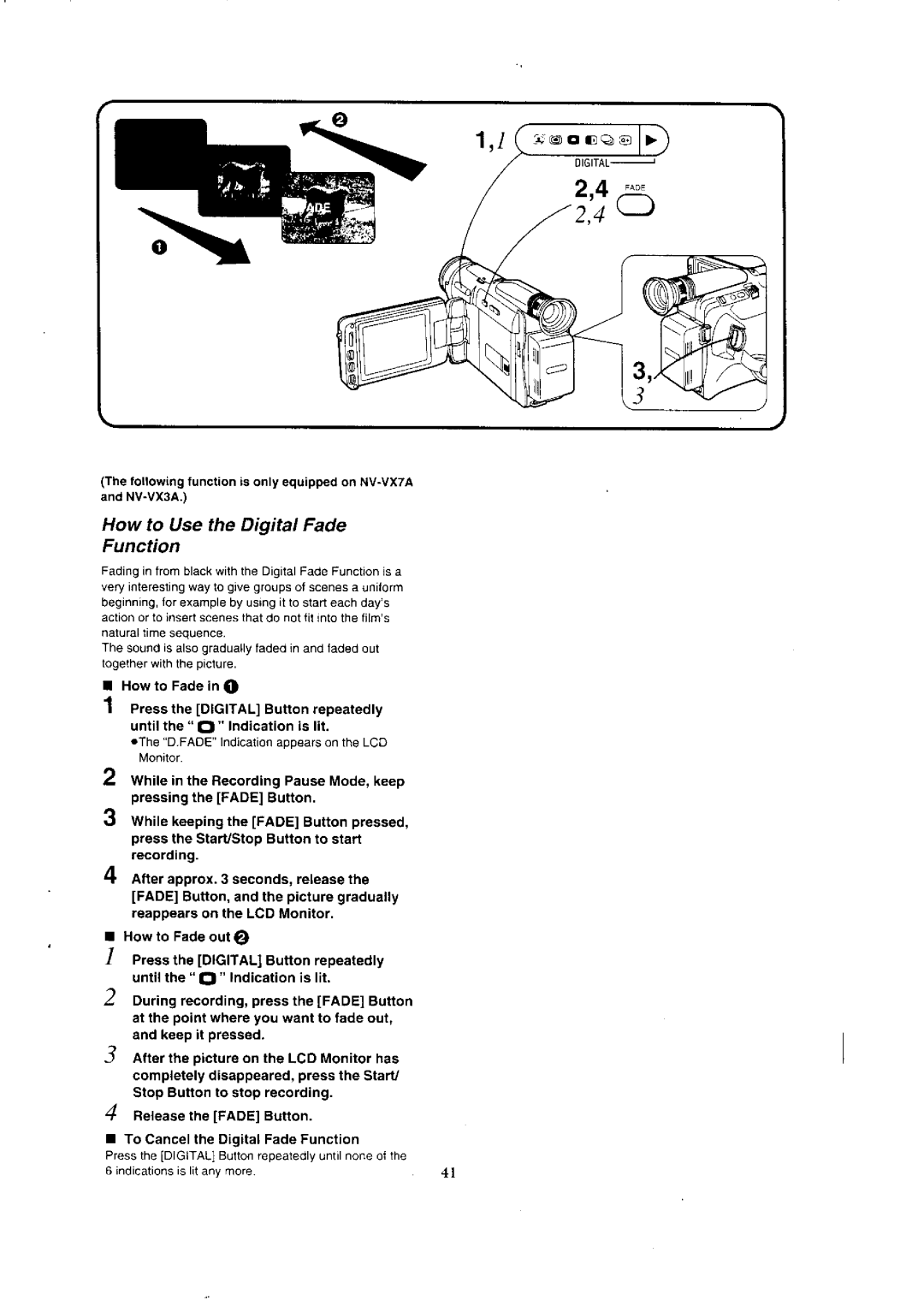 Panasonic NV-VX3, NV-VX1A, NV-VX5A, NV-VX7 manual 