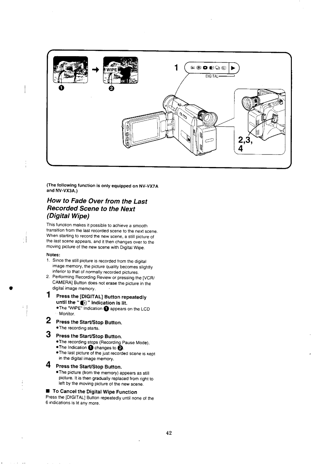 Panasonic NV-VX5A, NV-VX1A, NV-VX3, NV-VX7 manual 