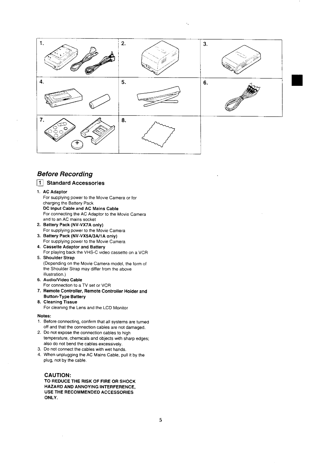 Panasonic NV-VX3, NV-VX1A, NV-VX5A, NV-VX7 manual 