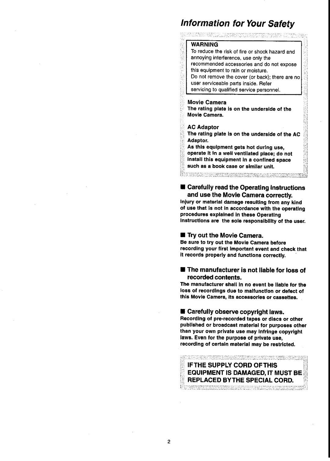 Panasonic NV-VX55A manual 